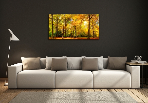 Glass wall art Forest in autumn