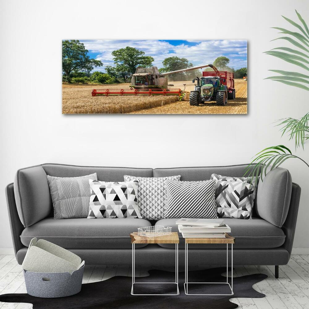 Wall art on glass Harvester and tractor