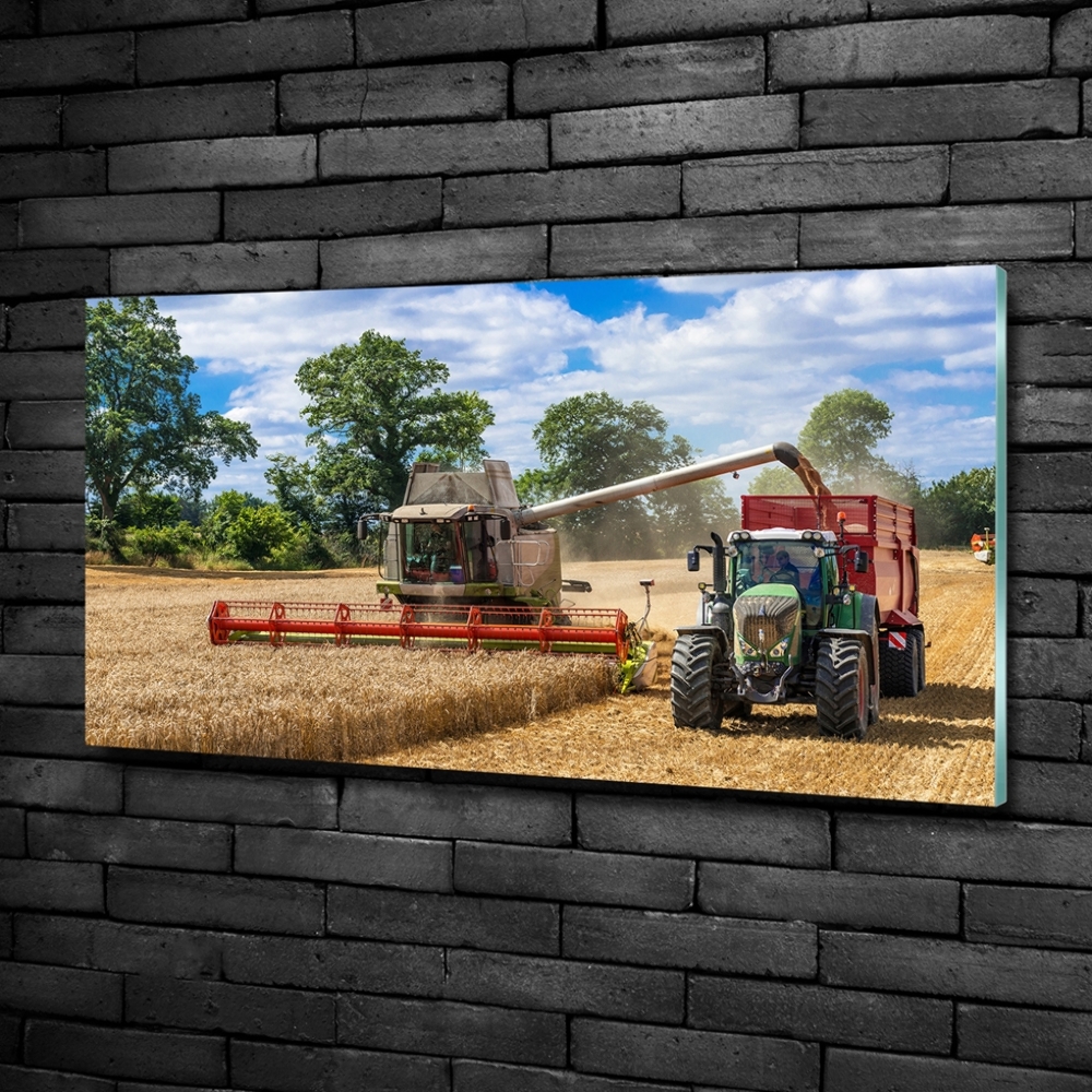 Wall art on glass Harvester and tractor