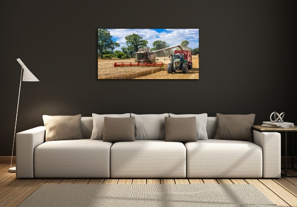 Wall art on glass Harvester and tractor