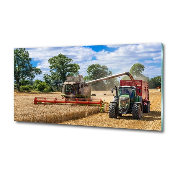 Wall art on glass Harvester and tractor