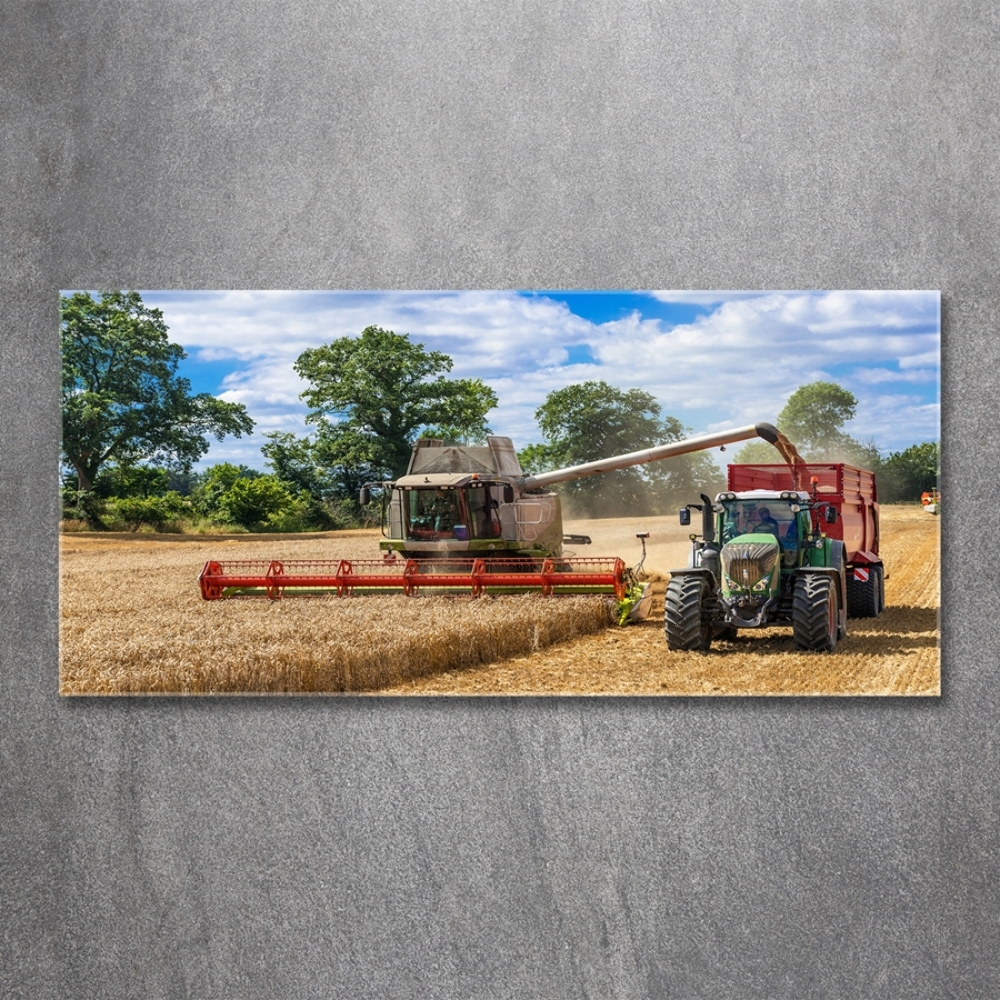 Wall art on glass Harvester and tractor