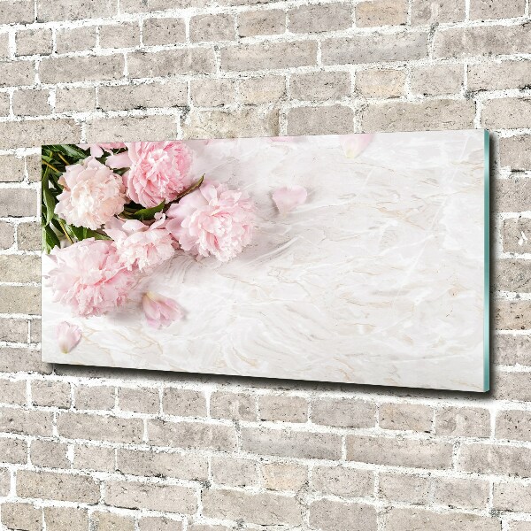 Glass art print Peonies