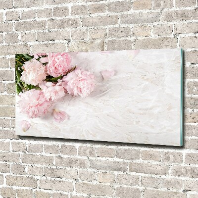 Glass art print Peonies