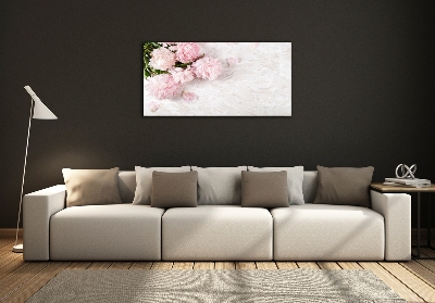 Glass art print Peonies