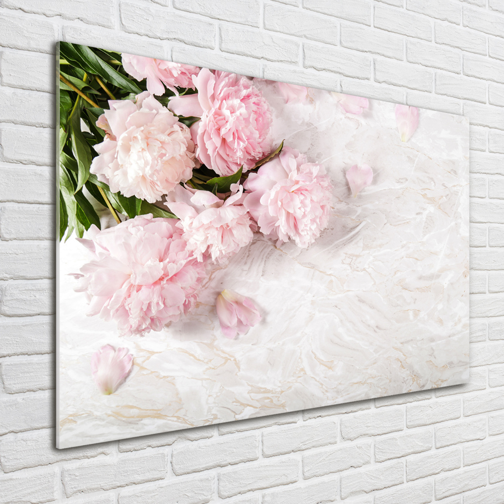 Glass art print Peonies