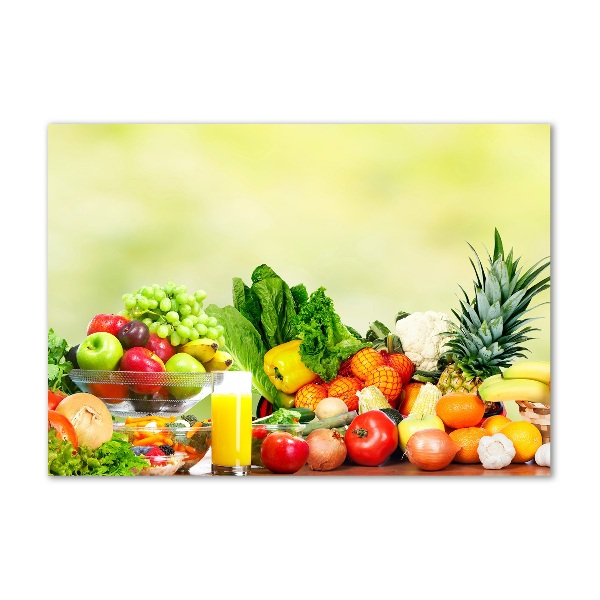 Glass art print Vegetables and fruits