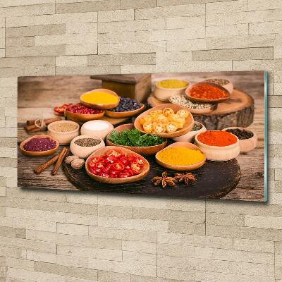 Wall art on glass Spices and herbs