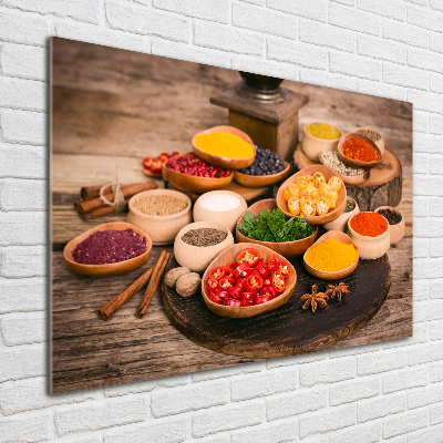 Wall art on glass Spices and herbs