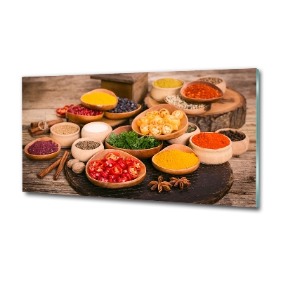 Wall art on glass Spices and herbs