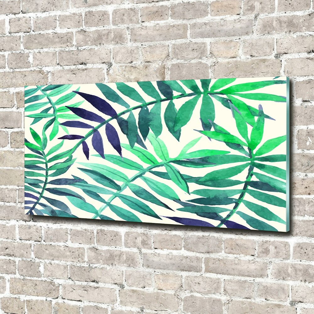 Glass art picture Tropical leaves