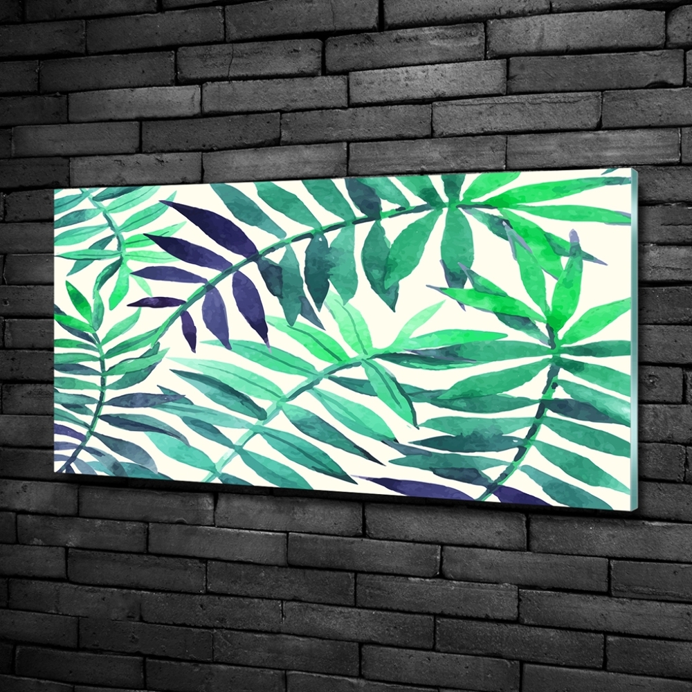 Glass art picture Tropical leaves