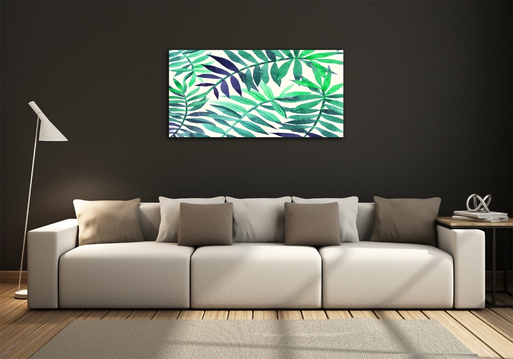 Glass art picture Tropical leaves