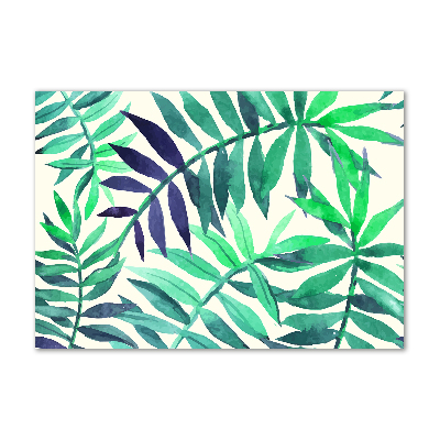 Glass art picture Tropical leaves