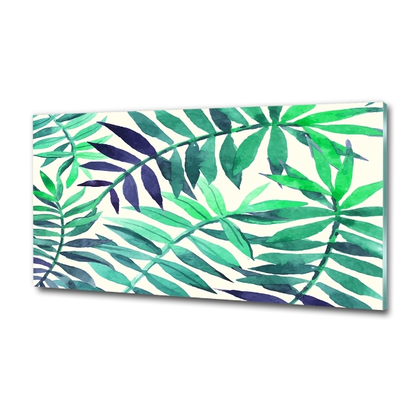 Glass art picture Tropical leaves