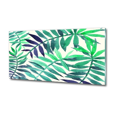 Glass art picture Tropical leaves