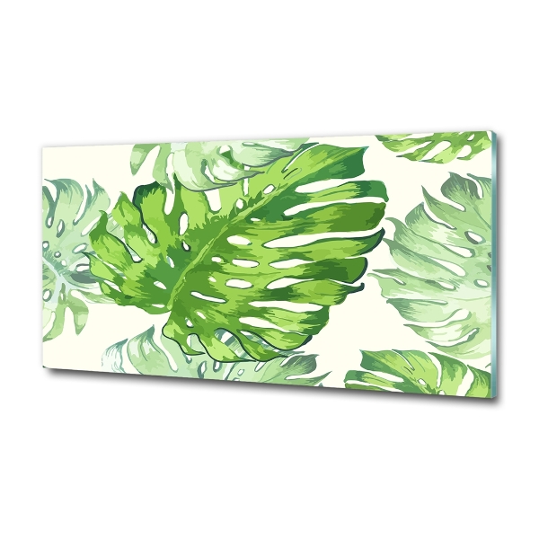 Glass art picture Tropical leaves