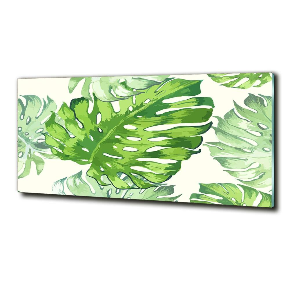 Glass art picture Tropical leaves