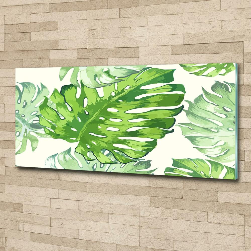 Glass art picture Tropical leaves