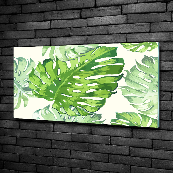 Glass art picture Tropical leaves