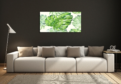 Glass art picture Tropical leaves