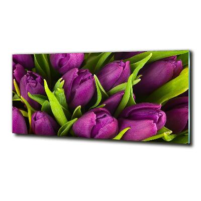 Wall art on glass Violet tulips