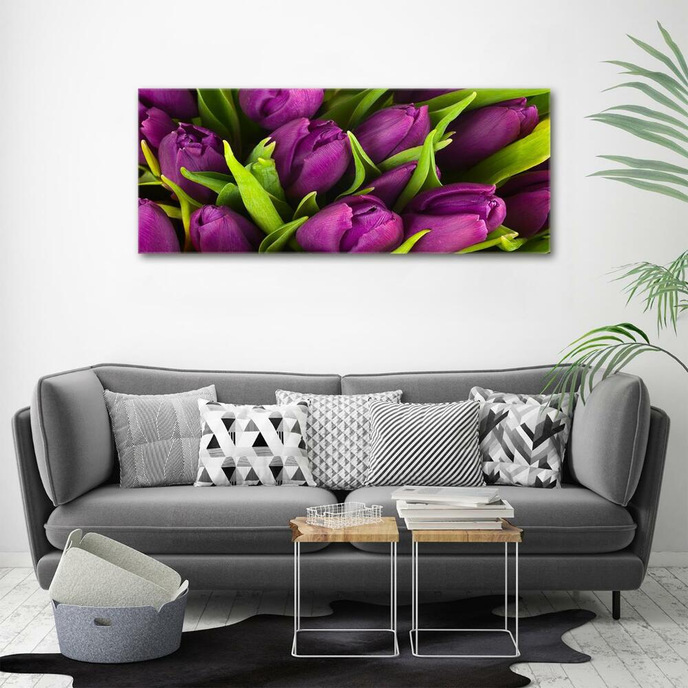 Wall art on glass Violet tulips