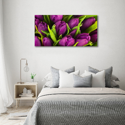 Wall art on glass Violet tulips