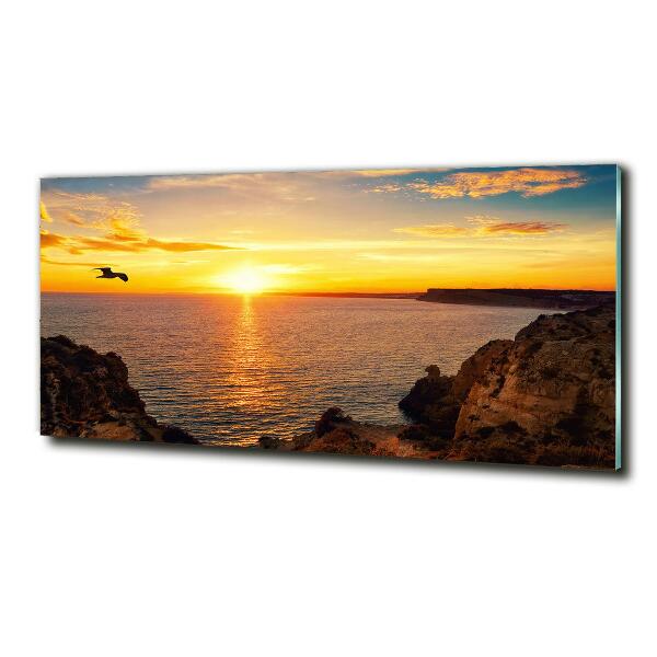 Glass wall art Sunset sea