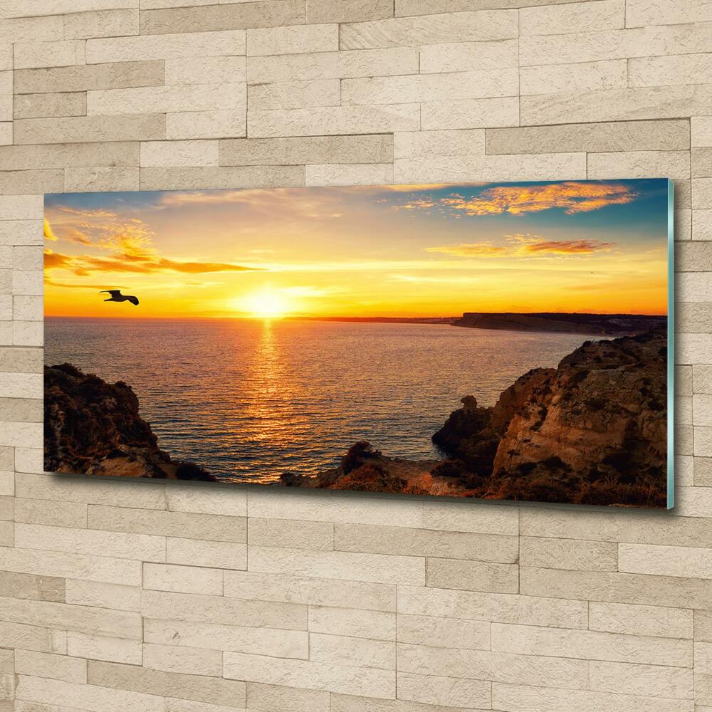 Glass wall art Sunset sea