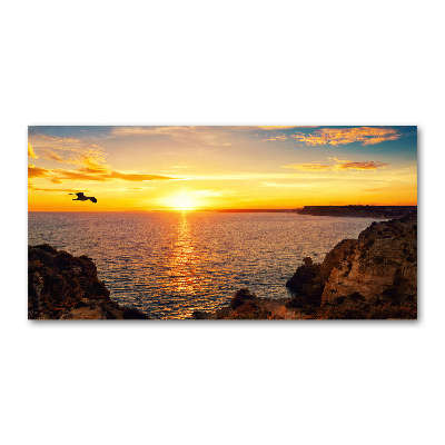 Glass wall art Sunset sea