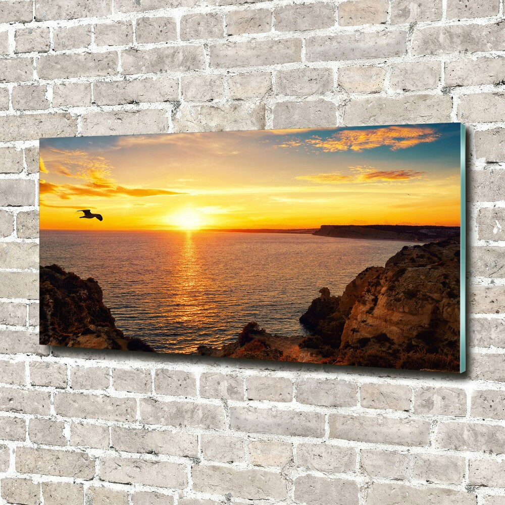 Glass wall art Sunset sea