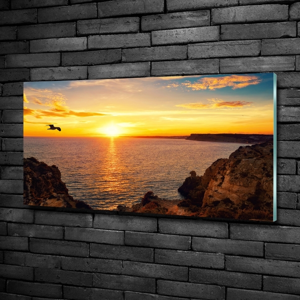 Glass wall art Sunset sea