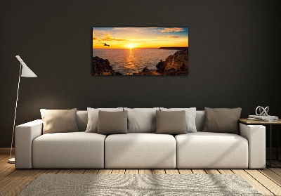 Glass wall art Sunset sea