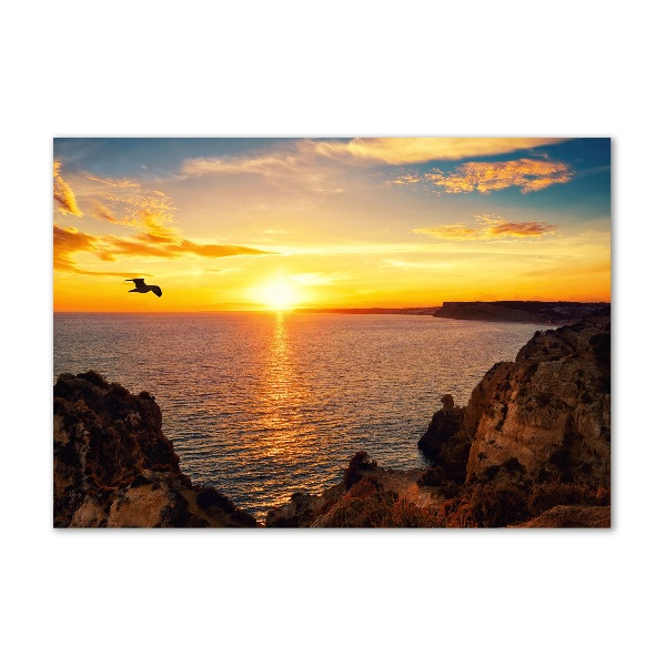 Glass wall art Sunset sea