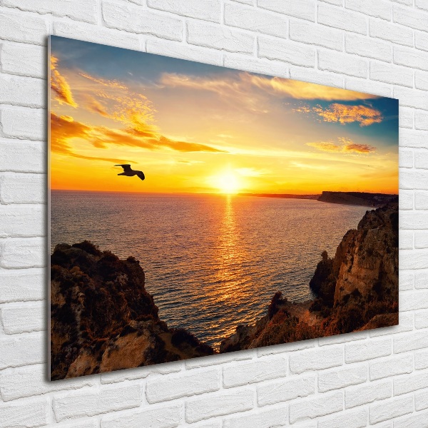 Glass wall art Sunset sea