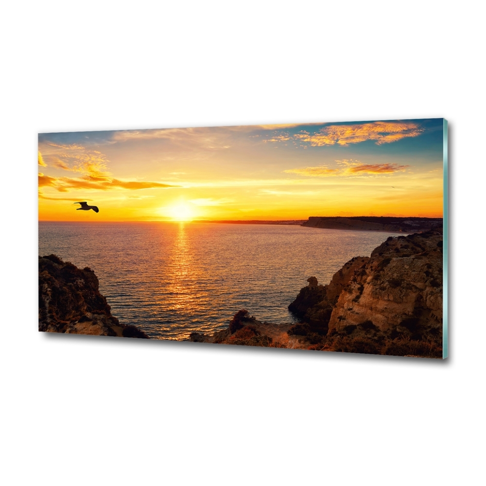 Glass wall art Sunset sea