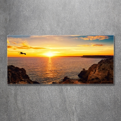 Glass wall art Sunset sea