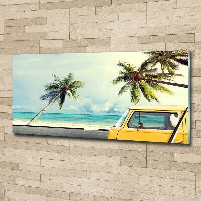 Glass art print Beach van