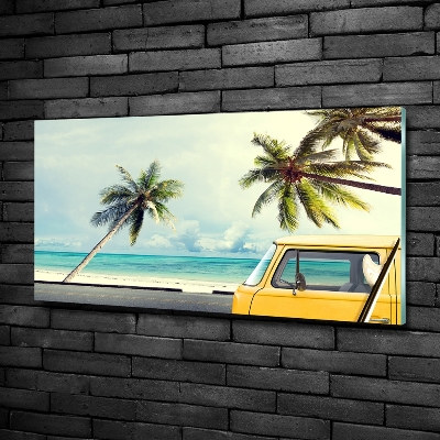 Glass art print Beach van