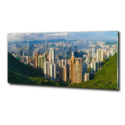 Glass picture wall art Hong kong panorama