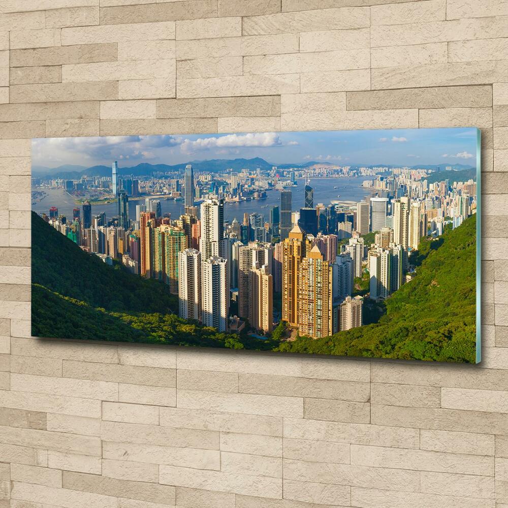 Glass picture wall art Hong kong panorama