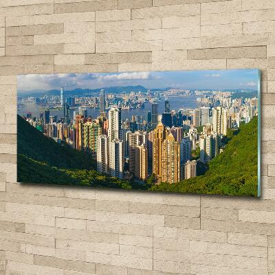 Glass picture wall art Hong kong panorama