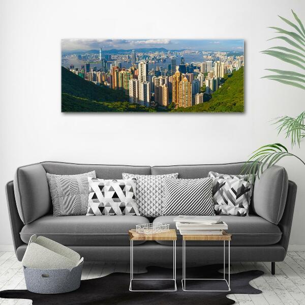 Glass picture wall art Hong kong panorama