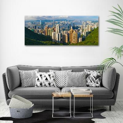 Glass picture wall art Hong kong panorama