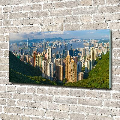 Glass picture wall art Hong kong panorama