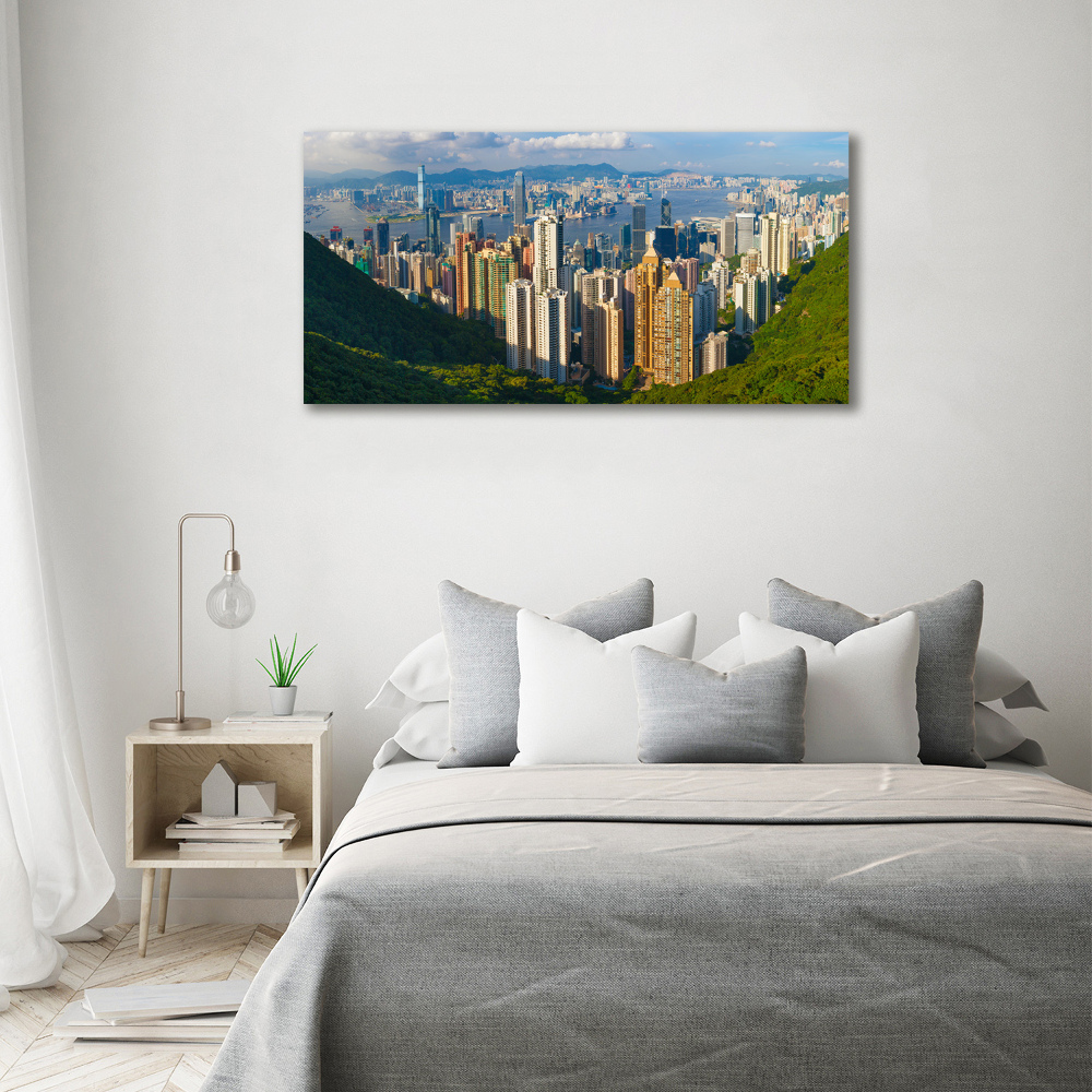 Glass picture wall art Hong kong panorama