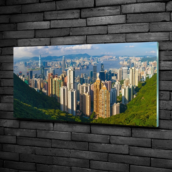 Glass picture wall art Hong kong panorama