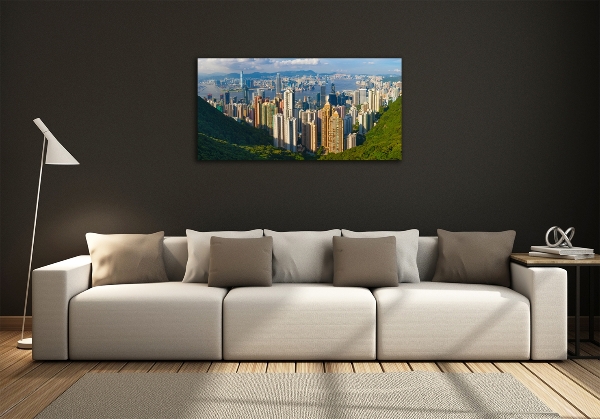 Glass picture wall art Hong kong panorama