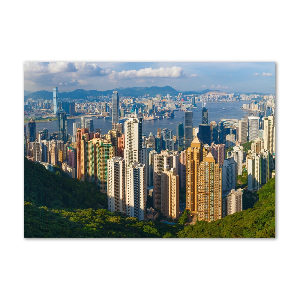 Glass picture wall art Hong kong panorama